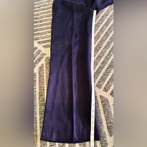 LAUREN Ralph Lauren Sz 4 Nautical Navy Blue Linen Wide Leg Lined Pants Orig$200 - Picture 6 of 8